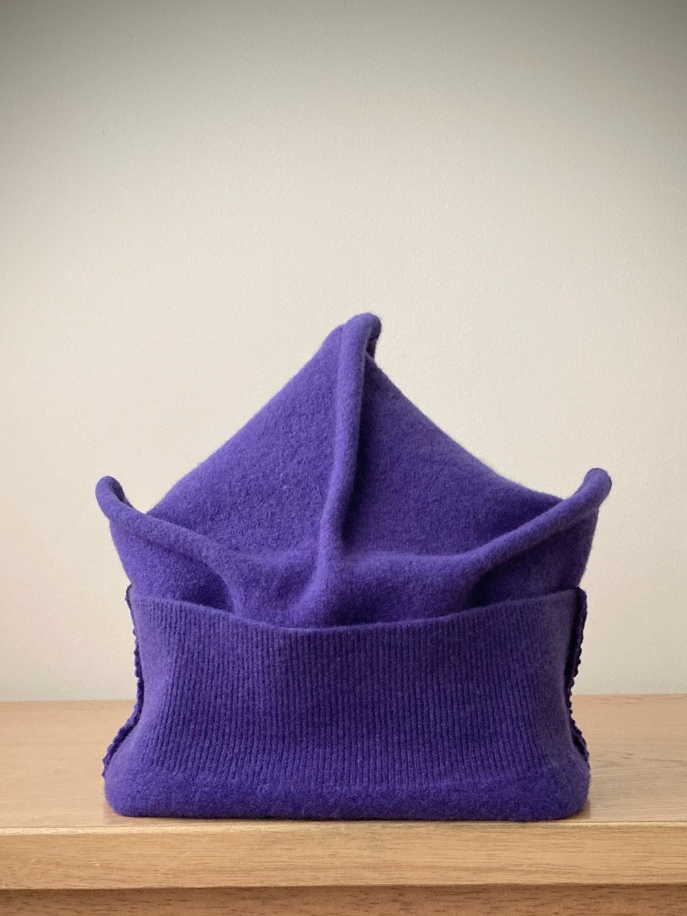 joodito origami crown angora wool sweater hat bucket beanie docket cap purple